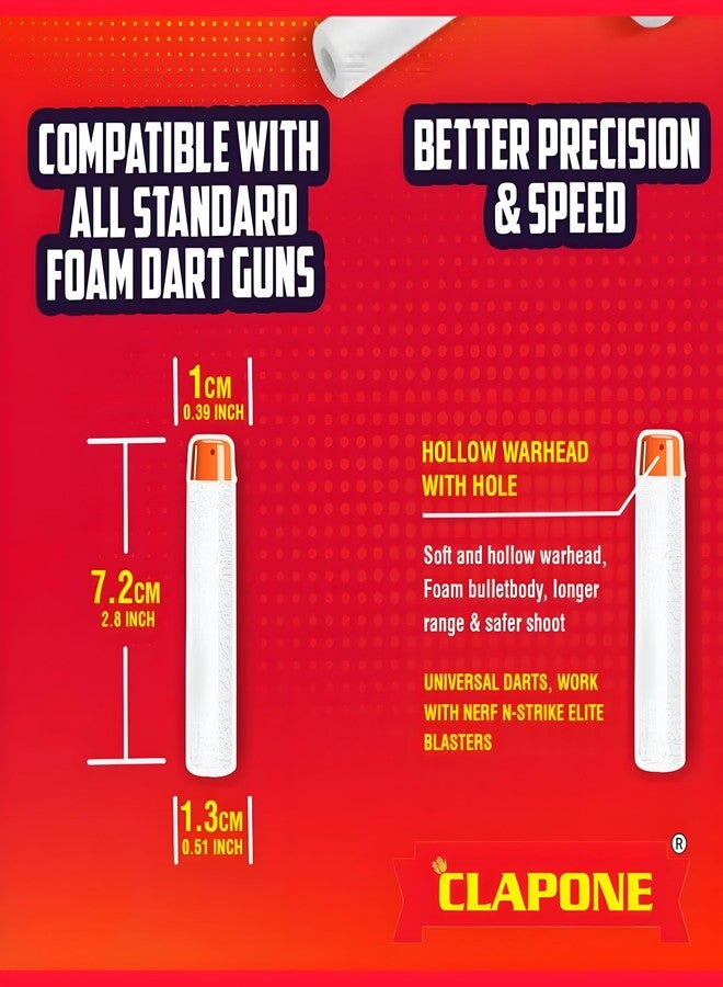 CLAPONE Hollow Out Soft Foam Refill Darts for N-Strike Elite Series Blasters Soft Foam Refill Darts for Nerf N-Strike Elite Blasters Hollow Safe & Durable Darts Premium Bullets (White, 50 pcs) - Image 2